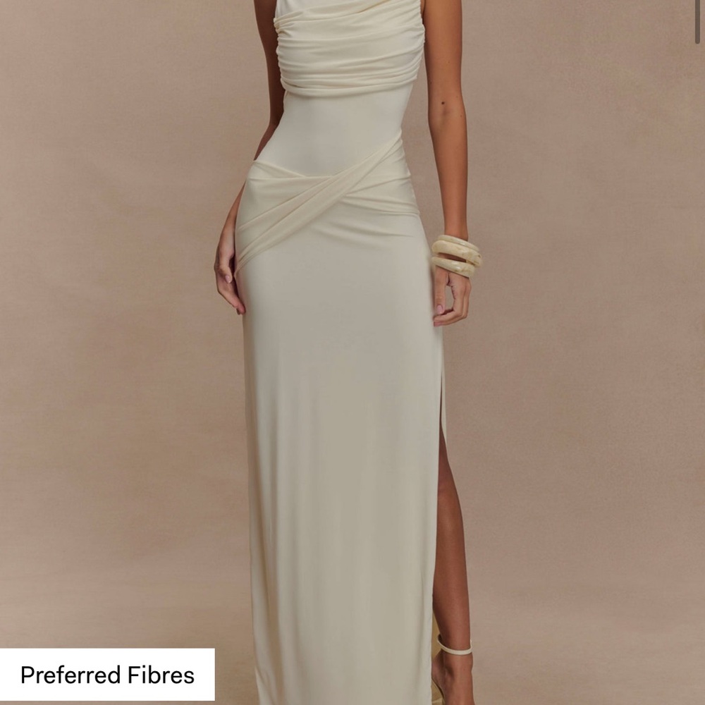 Meshki Henley Cream Ruched Gown